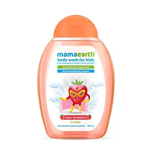 Mamaearth Super Strawberry Body Wash for Kids with Strawberry Oat Protein  300 ml 1 count