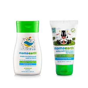 Mamaearth Deeply Nourishing Body Wash 100g with Milky Soft Natural Baby Face Cream 50g