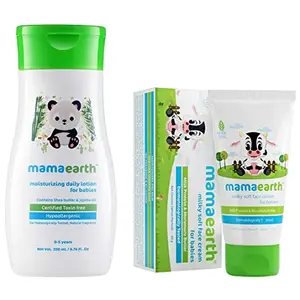 Mamaearth Daily Moisturizing Lotion 200ml & Milky Soft Natural Baby Face Cream for Babies 60mL