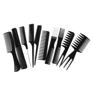 BRONSON PROFESSIONAL Multipurpose Hair Comb Set Hairbrush Salon Styling Tools for Hair Cutting and Styling Barber Comb Kits (BLACK)-10 pieces