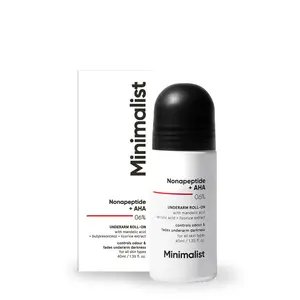 Minimalist Nonapeptide + AHA BHA 06% Underarm Roll On Deodorant | Controls Odour & Fades Darkness | Fragrance & Aluminium Free | Exfoliating Deo For Women & Men | 40ml