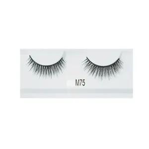 BRONSON PROFESSIONAL | False Eyelash Eye Makeup Lash 3D Faux Mink Fake Eyelash Long Natural Eyelashes no. M75 (1 pair)