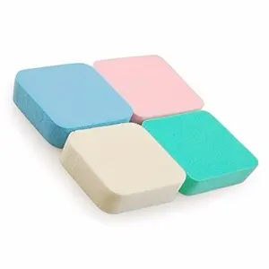 BRONSON PROFESSIONAL | Square shaped makeup sponge |Applicable with Liquid Foundation Creams and Powders Latex Free Wet and Dry Makeup (4 pieces)