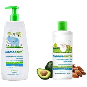 Mamaearth Gentle Cleansing Natural Baby Shampoo (400 Ml)&Mamaearth Nourishing Baby Hair Oil With Almond & Avocado Oil - 200 Ml