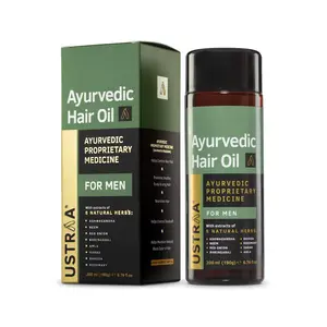 Ustraa Ayurvedic Hair Oil 200ml - with 8 Natural Herb extracts With Red OnionBhringaraj Amla & Neem Controls hair fall Fights Dandruff Ayurvedic Nourishment for Hair No Sulphates No Parabens No Silicone No Mineral Oil