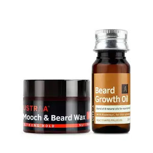 Ustraa Beard Growth Oil - 35ml & Beard & Mooch Wax - Strong Hold - 50g