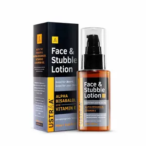 Ustraa Face & Stubble Lotion 60 ml - for Beard Softening Dermatologically Tested with Vitamin E & Almond Oil No Mineral Oils No Silicones No Paraben