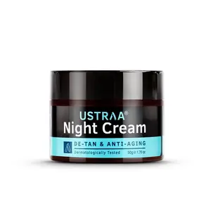 Ustraa Night Cream - De-tan & Anti-aging 50g - Dermatologically Tested - with Niacinamide and Licorie Extract - No Sulphates No Parabens No Mineral Oil