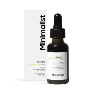 Minimalist Squalane 100% (Plant Derived) Super-Lightweight Face Oil | Improves Skin Hydration Provides light Moisturization & Reduces Fine Lines | 30 ml