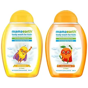Mamaearth Original Orange Body Wash For Kids with Orange & Oat Protein  300 ml & Mamaearth Major Mango Body Wash For Kids with Mango & Oat Protein - 300 ml