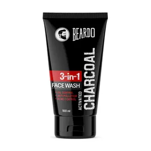 Beardo Activated Charcoal Face Wash for men 100ml | For Deep Pore Cleaning | Removes Dirt | face wash for acne and pimples | face wash for oily skin