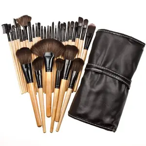 BRONSON PROFESSIONAL | Makeup Brush Set of 24 Brushes With Luxury Leather Storage Pouch