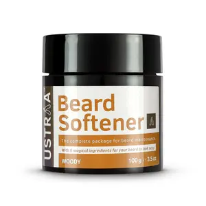USTRAA Beard Softener Balm Woody - 100g - Softens and nourishes your beard without Sulphates or Parabens Long lasting moisturization and shine for a nourished itch-free beard