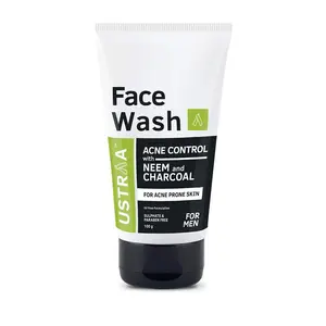 Ustraa Face Wash Acne Control - With Neem & Charcoal Face Wash - 100g - Oil control Prevents Acne Especially for Oily skin No Sulphate No Paraben