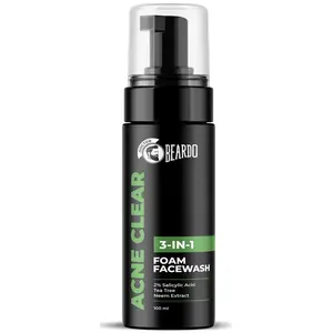 Beardo Acne Clear Foam Face wash 100ml | 3in1 face wash for acne and pimples | anti acne face wash for men | 2% Salicylic acid for acne prone skin
