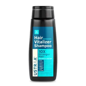 Ustraa Hair Vitalizer Shampoo - 250ml - Dermatologically Tested With Biotin Caffeine Omega 3 & Omega 6 10x Stronger Hair Helps in Hair Growth Reduces Hairfall