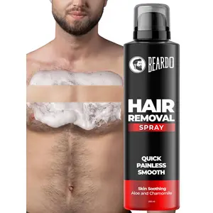 Beardo Hair Removal Spray For Men 200 ml | Long Lasting Smootheness | Skin Soothing Aloe & Chamomile | Quick & Painless Hair Removal Cream Spray For Chest Arms Legs & Back