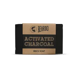 Beardo Activated Charcoal Brick Soap - 125G | With Activated Charcoal| Brick Soap for Men|Pollution Damage control| Deep Cleansing Handmade Soap
