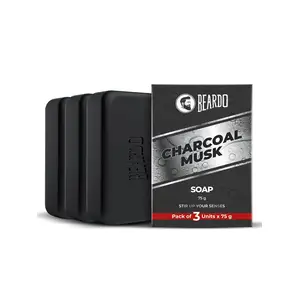 Beardo Activated Charcoal Musk Soap for Men 75g x 3 | With Activated Charcoal | Deep Cleansing Anti-Pollution | Refreshing | Removes Impurities | Removing Excess Oil