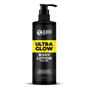 Beardo Ultraglow Body Lotion for Men 250 ml | Hydrating & Light Weight Winter Moisturizer for Body | Moisturizer for Dry Skin | Like Body Butter