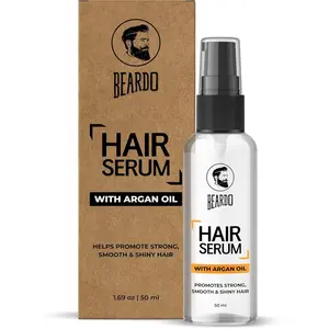 Beardo Hair Serum 50 ml | Serum for men | Serum for hair smoothing | Argan Oil & Almond Oil | Adds Shine | Daily use| For All Hair Types | Frizz free hair