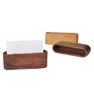 BIJNOR - METAL INLAY IN WOOD Business Card Holder Card Organizer for Office Desk Visiting Card Holder Round Rosewood Business Card Holder Desk Business Card Holder Stand Wooden Business Card Display Holders for Desktop