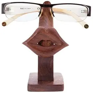 BIJNOR - METAL INLAY IN WOOD Handmade Spectacle Specs Eyeglass Holder Stand Display Stand Wooden Specs Stand Holder Spectacle Holder for Office Desk Spectacle Holder (Rosewood Lip Nose)