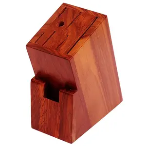 BIJNOR - METAL INLAY IN WOOD Knife Holder for Kitchen with Six Knives Slot and one Sharpener Rod Scissor Slot Knife Stand Block Wooden Kitchen Stand for Knife Wooden Block for Kitchen Knife Set