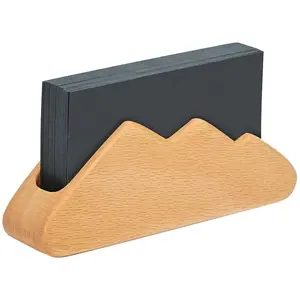 BIJNOR - METAL INLAY IN WOOD Premium Wood Business Card Holder Stand Display Card Organizer for Office Desk/Visiting Card Holder Hills Shape Steam wood |Business Card Holder |Desk Business Card Holder |Stand Wooden Business Card Display Holders for Deskto