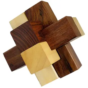 BIJNOR - METAL INLAY IN WOOD Handmade 3D Wooden 6-Pieces Pillar Interlocking Block Toy Puzzles for Adults | Wooden Puzzle for Child Fun | Wooden 3D Puzzle for Child | jigsaw puzzle for adults | Puzzle for kids (Multi-Colour)