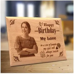 BIJNOR - METAL INLAY IN WOOD Personalized Laser Engraved Wooden Frame Customized Laser Engraved for Birthday Wish's Anniversary Gift Text Logo Photos etc