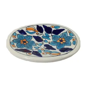 KHURJA POTTERY Ceramic Soap Bar Dish [Multi-Color] Ceramic Soap bar Dish/Soap Saver Tray for Bathroom/Kitchen/Sinks Ceramic Soap Dish 13 CM