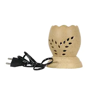 KHURJA POTTERY Ceramic Round Shape Electric Aroma Oil Burner and Tea Light Lamp