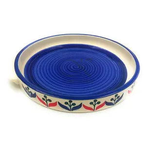 KHURJA POTTERY Ceramic Round Plate 8 Inches | Pizza Plate | Microwave Safe Round Plate - BFL