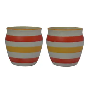 KHURJA POTTERY kulhad chai Tea Cups Set of 2 | Ceramic Coffee Cup Set Each 130 ML Red