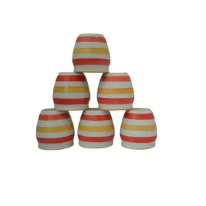 KHURJA POTTERY Ceramic kulhad Set of 6 Cups Handmade kullad Tea Set | kulhad chai Cups | Hand Painted kulhad Coffee Mug Red
