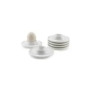 KHURJA POTTERY White Ceramic Egg Plate/Egg Holder or Egg Cup (4)