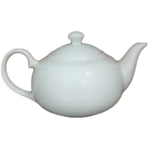 KHURJA POTTERY White 1 Piece 1000 ml Porcelain Tea Pot or Sauce Boat with Lid and Handle Perfect for Milk Tea or Coffee (Medium-750)