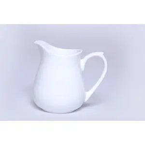 KHURJA POTTERY White Porcelain 260ml 1 Piece Creamer Jug or Tea Pot for Milk Tea and Coffee (White)