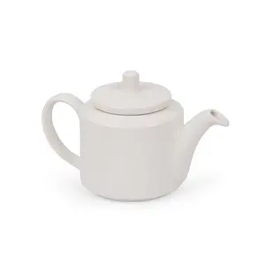 KHURJA POTTERY White 1 Piece 1000ml Porcelain Tea Pot or Sauce Boat with Lid and Handle Perfect for Milk Tea or Coffee