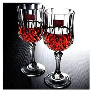 KHURJA POTTERY Diamond Cut Red Wine Glass in Set of 6 of 200 ML