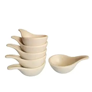 KHURJA POTTERY Off-White Melamine Spoon Shaped Dip Sauce 20 ml Bowls for Dessert Sauce Chutneys and Pickles with Snack