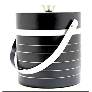 KHURJA POTTERY Black Stainless Steel Ice Bucket