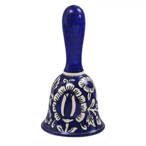 KHURJA POTTERY Ceramic Handmade and Painted Dinner or Temple Bell for Home and Office Decoration 1 Piece
