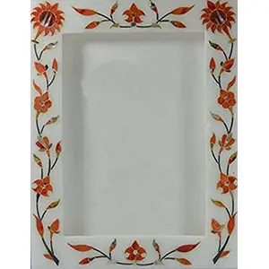 MARBLE INLAY ART AGRA - PACCHIKARI Marble Photo Frame with Inlay Work Showpeace Item for Home Decoration