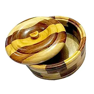 MARBLE INLAY ART AGRA - PACCHIKARI Wooden Chapati Box Casserole (Size 9 x 9 inch) with Out Stainless Steel for Kitchen