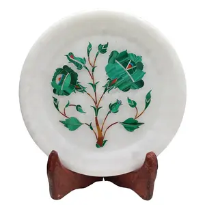 MARBLE INLAY ART AGRA - PACCHIKARI Handcrafted Marble Decorative Plate with Inlay Work for Home Perfect for Gifting. ( Size - 5 x 5 inch )