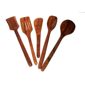 MARBLE INLAY ART AGRA - PACCHIKARI Wooden Serving and Cooking Spoon Set Sheesham Wood Spoon Kitchen Tools Utensil Non Stick