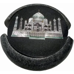 MARBLE INLAY ART AGRA - PACCHIKARI Marble Coaster Set/Coaster for Cups/with Inlay Work for Home Office and Nice for Gifts