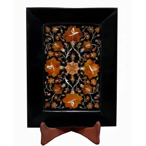 Handcrafted Marble Serving Tray/Decorative Tray with Inlay Work. (Size - 9 x 12 inch Rectangular)